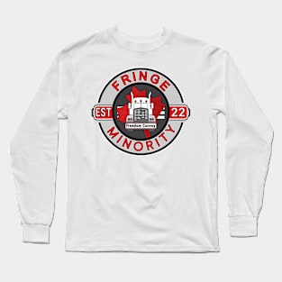 SMALL FRINGE MINORITY FREEDOM CONVOY 2022 FRINGE MINORITY EST 2022 GRAY ROUND RED LETTERS Long Sleeve T-Shirt